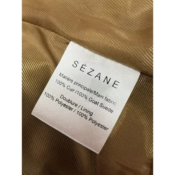 Sezane Zig Suede Jacket EU 36 US 4 Brown Goat Suede Moto Leather - Picture 13 of 13